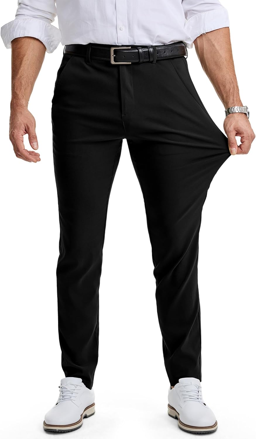 JMIERR Men's Skinny Stretchy Suit Pants Slim Fit Slacks Tapered Trousers - Image 2