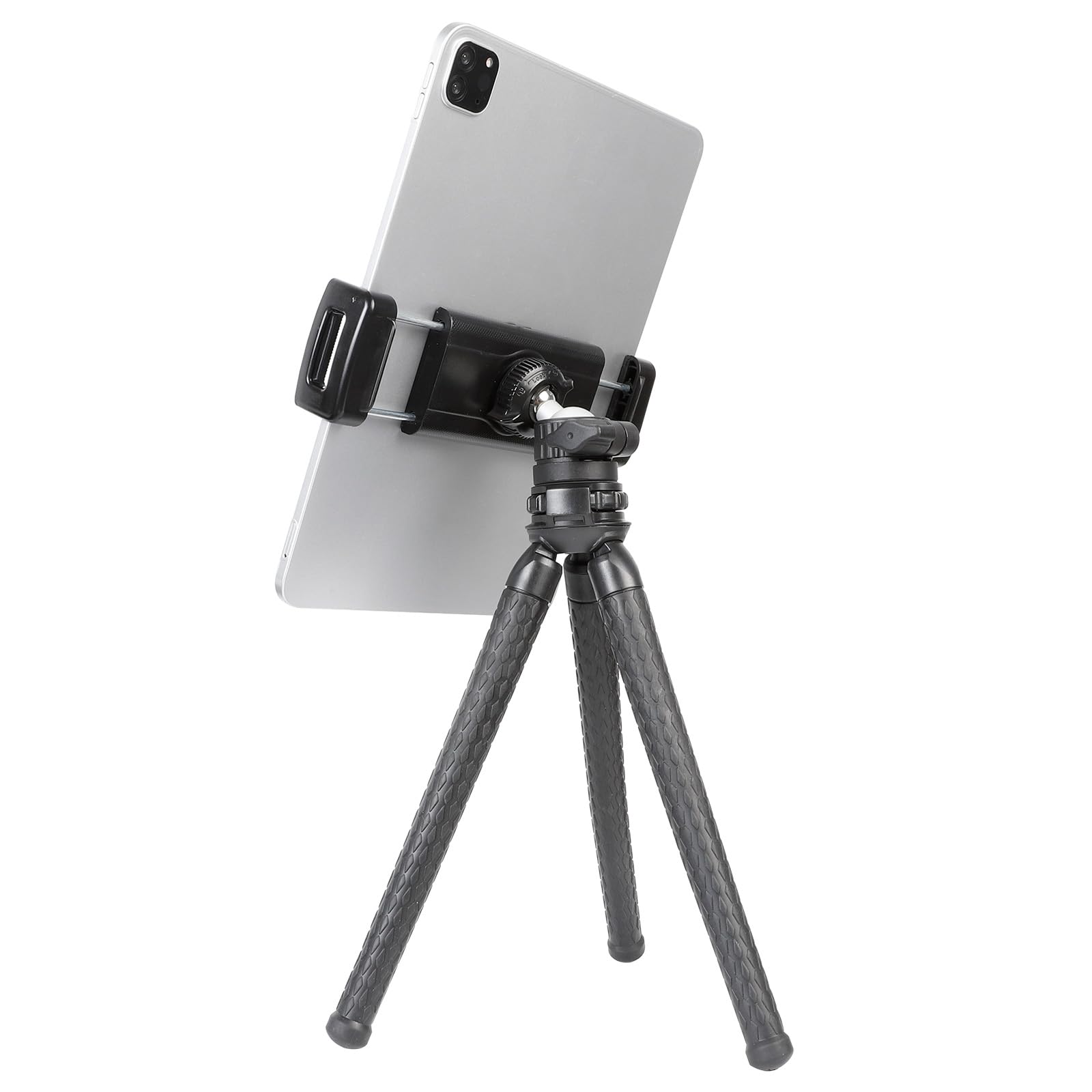Mini statyw do iPada, elastyczny stojak na biurko z głowicą kulową 360°, przenośny uchwyt na tablet stacjonarny do iPada Pro 12,9 / Air/Mini, Galaxy Tabs, telefonów i tabletów 11,9-33 cm