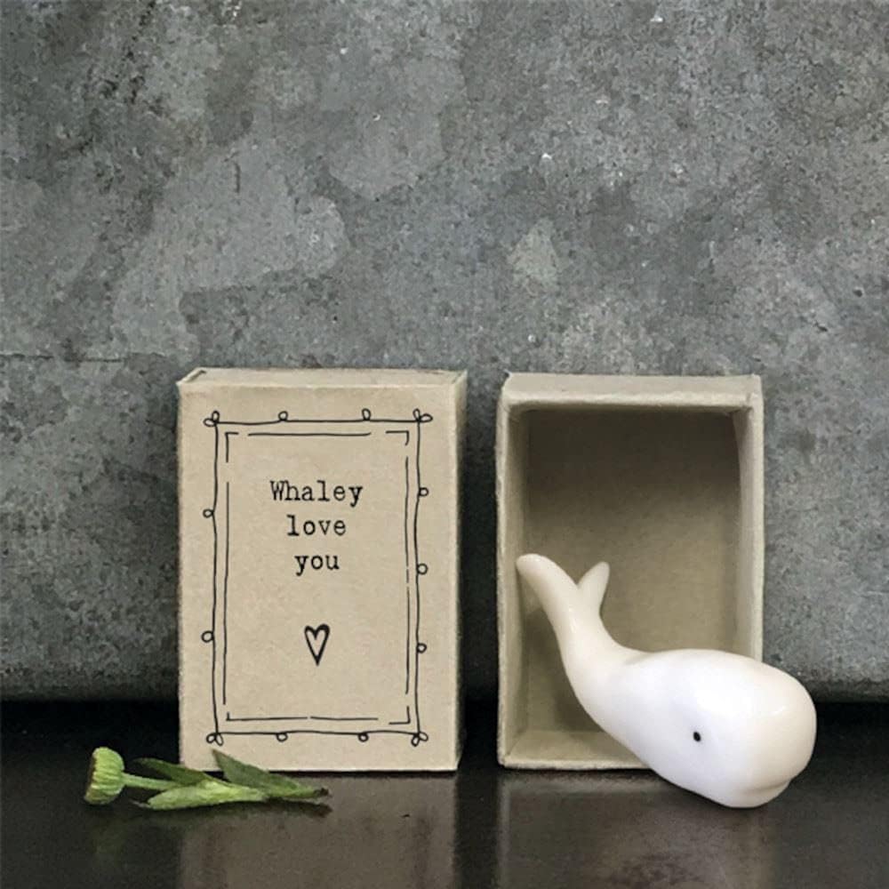 East of India Porcelain Matchbox Whale Sentimental Love You Ornament Gift | Whaley love you
