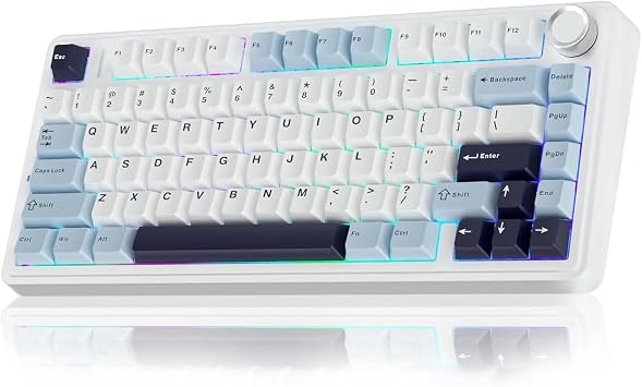 Aula F75 Mechanical RGB TKL Ice Vein Switch Wireless Macro Hot Swap Keyboard Navy Blue