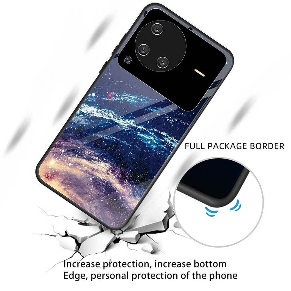 HAOYE Cover Per VIVO X80 Pro 5G, Retro In Vetro Temperato Effetto Marmo, Bordo Morbido TPU, Antigraffio
