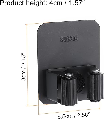 Miniatura 7 de uxcell 2pcs Mop Broom Holder Wall Mount, 304 Stainless Steel Mop Holder Self Adhesive Broom Hanger with Screws, Suitable for Bathroom, Laundry Room,