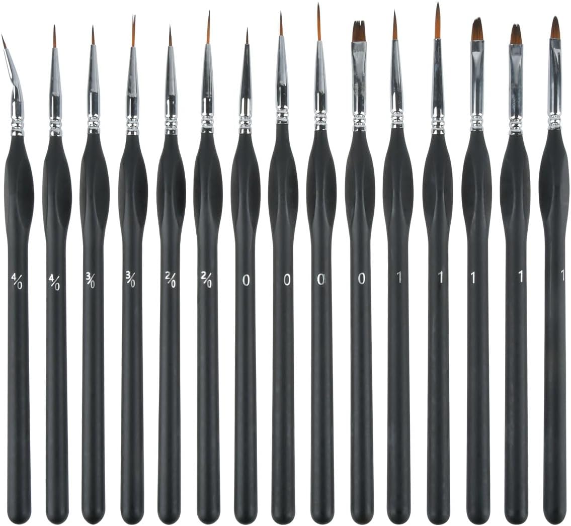 Fine Detail Paint Brushes,15 PCS Miniature Paint Brushes with Triangular Handles,Model Paint Brush Set,Tiny Paint Brushes Set for Art Painting Miniature Figure Model Painting Fine Detailing