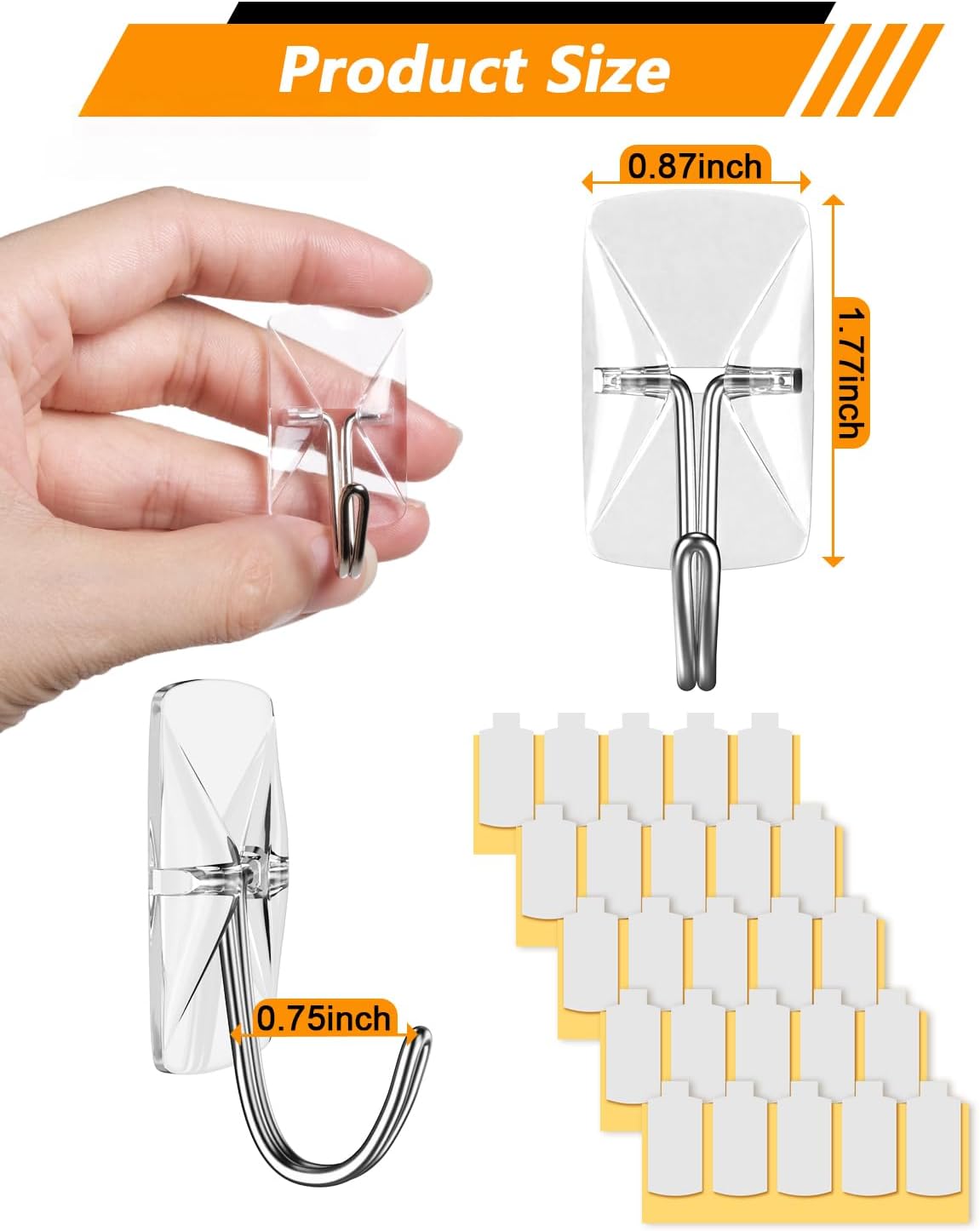 ispneay 40 Pack Clear Small Adhesive Wire Toggle Hooks Strips Damage Free | No Tools Waterproof Hanging Sticky Utility Hooks for Key Dorm Decor kitchen Home Office Organization Christmas