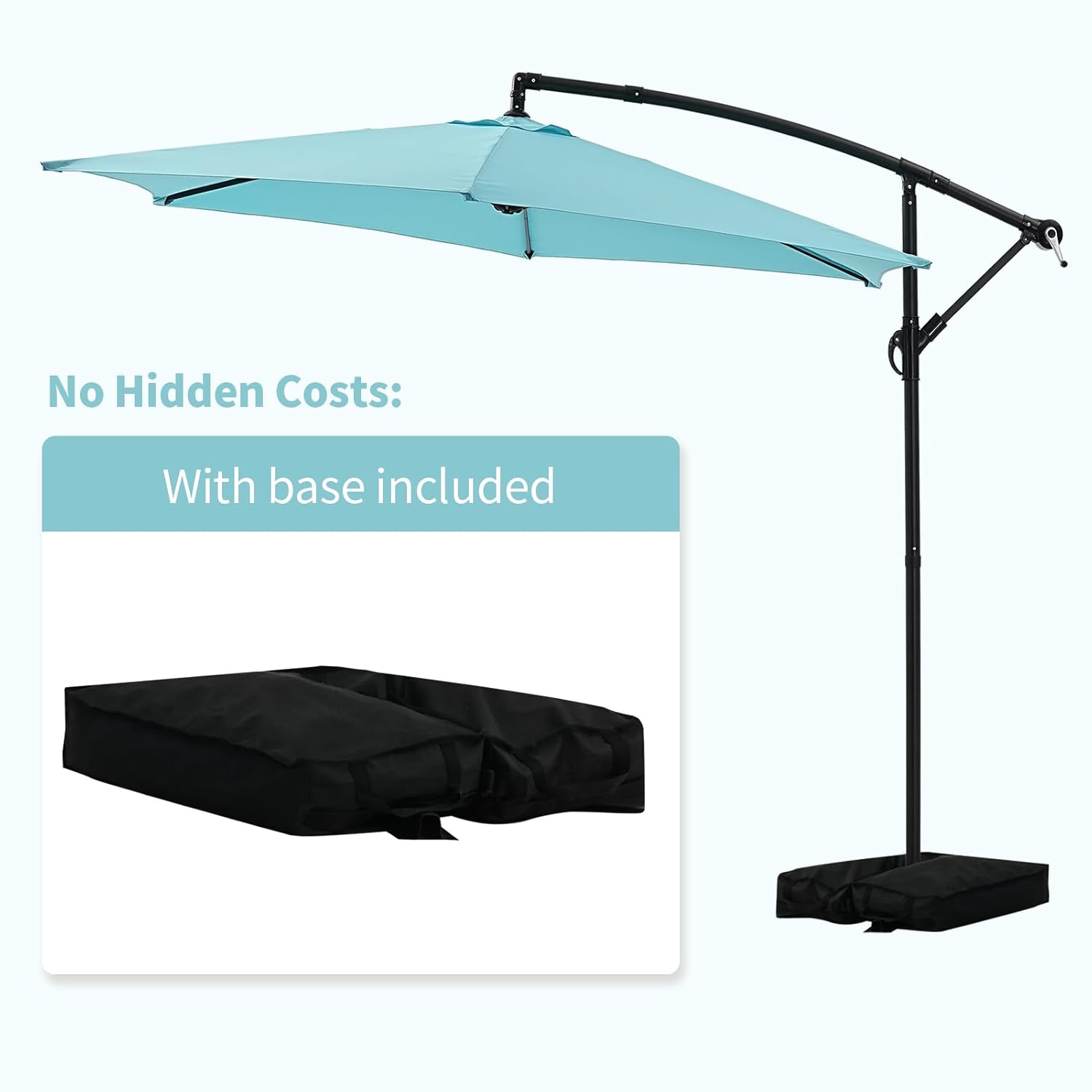 Diophros 10ft Cantilever Patio Umbrella, Hanging Offset Market Outdoor Sun Shade for Backyard,Deck,Poolside,Blue