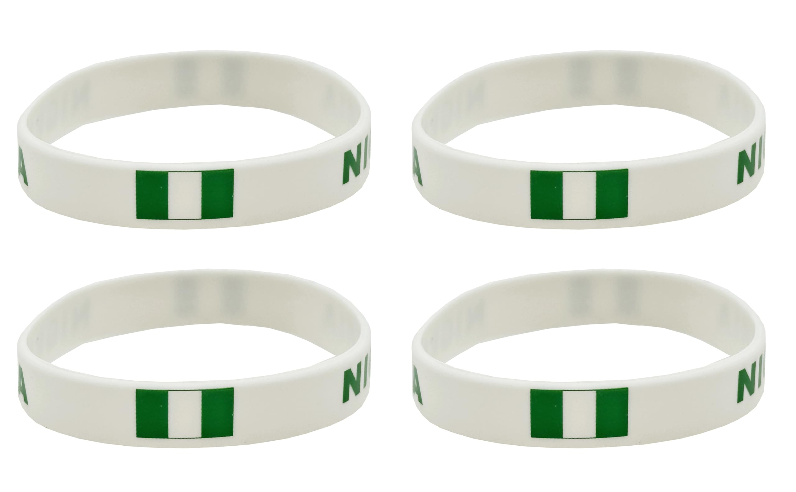 4 Pcs Nigeria Nigerian Country Flag Rubber Bracelets, National Flag Silicone Bracelet, Ru…
