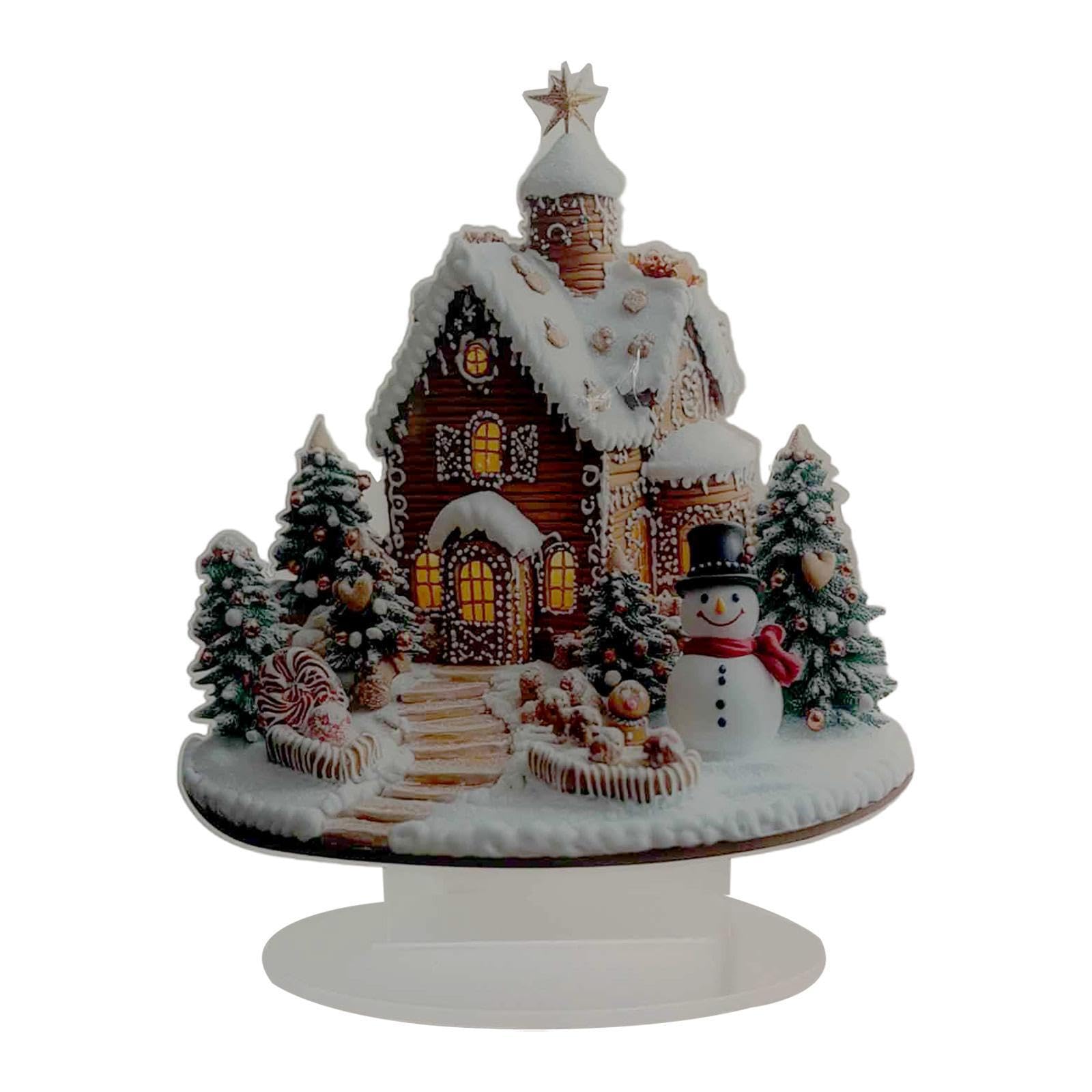 PIXZCSA Playful Christmas Gingerbread House Tabletop Ornament Making Every Gathering Special With Unique Rustic Charm And Tradition Xmas Village Miniature