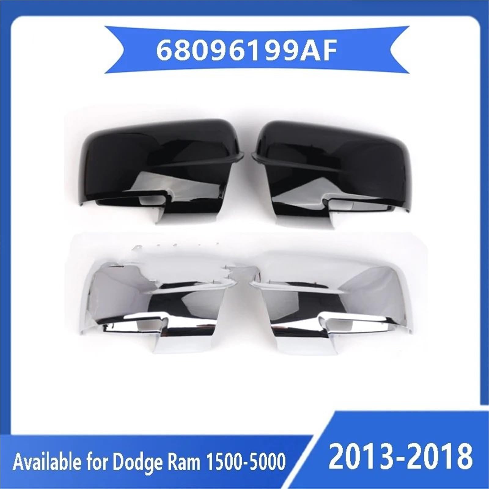 Osłona lusterka bocznego Pasuje do Dodge Ram 1500-5000, obudowa lusterka galwanizowana 68096199AF 2013-2018(Plate left)