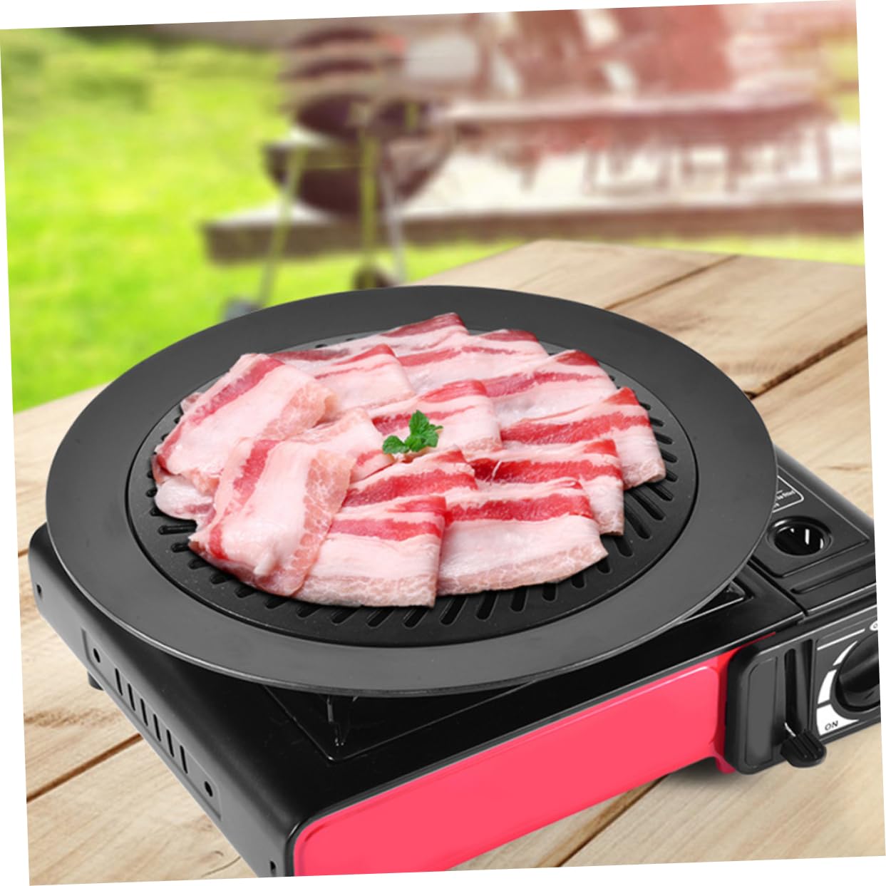 mata do grillowania, Zewnętrzny aluminiowy stojak na grilla z miejscem Camping czarny 32cm