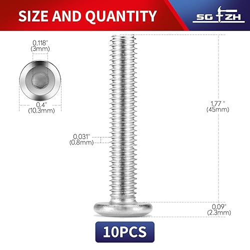 Miniatura 144 de Tornillos hexagonales de cabeza plana M8 x 0.984 in, acero inoxidable 304 18-8, rosca completa (con llave hexagonal)