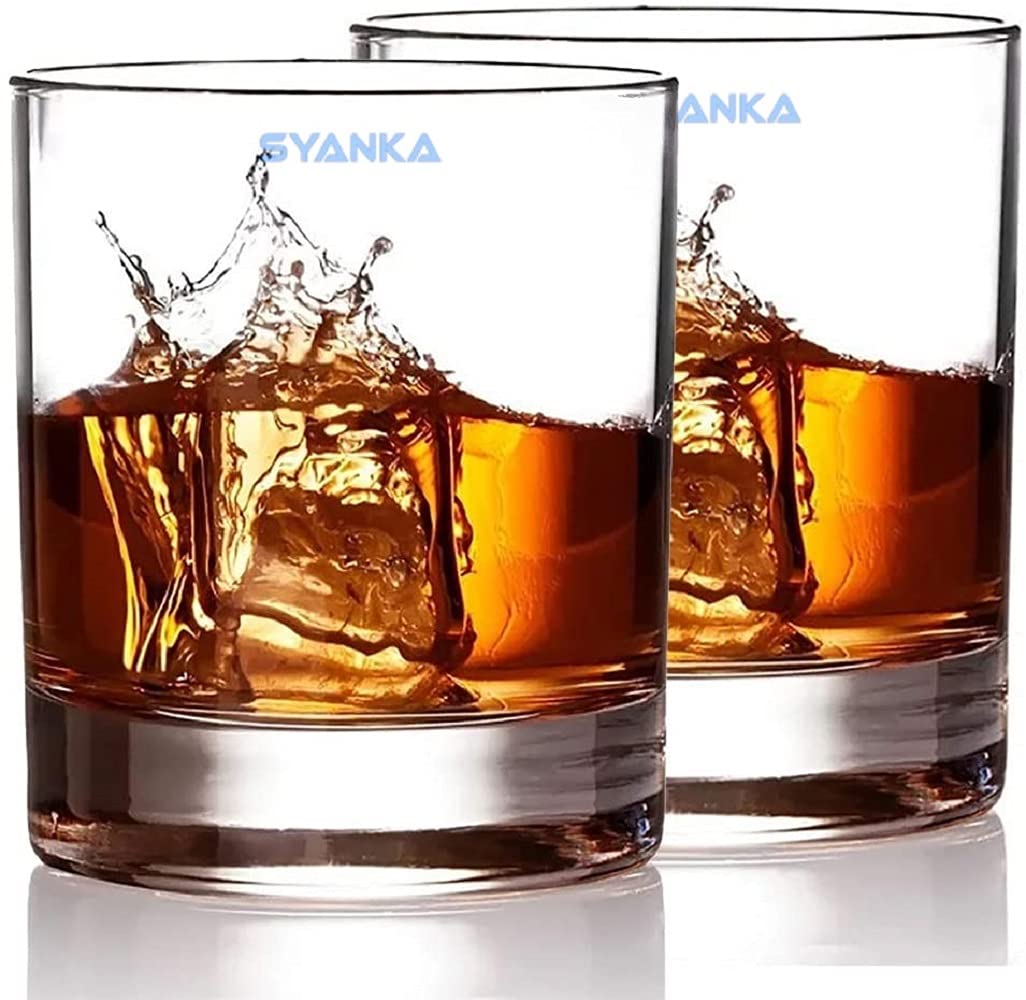 SYANKA Premium Heavy Bottom Round Whiskey Glasses Set of 6, 310ml