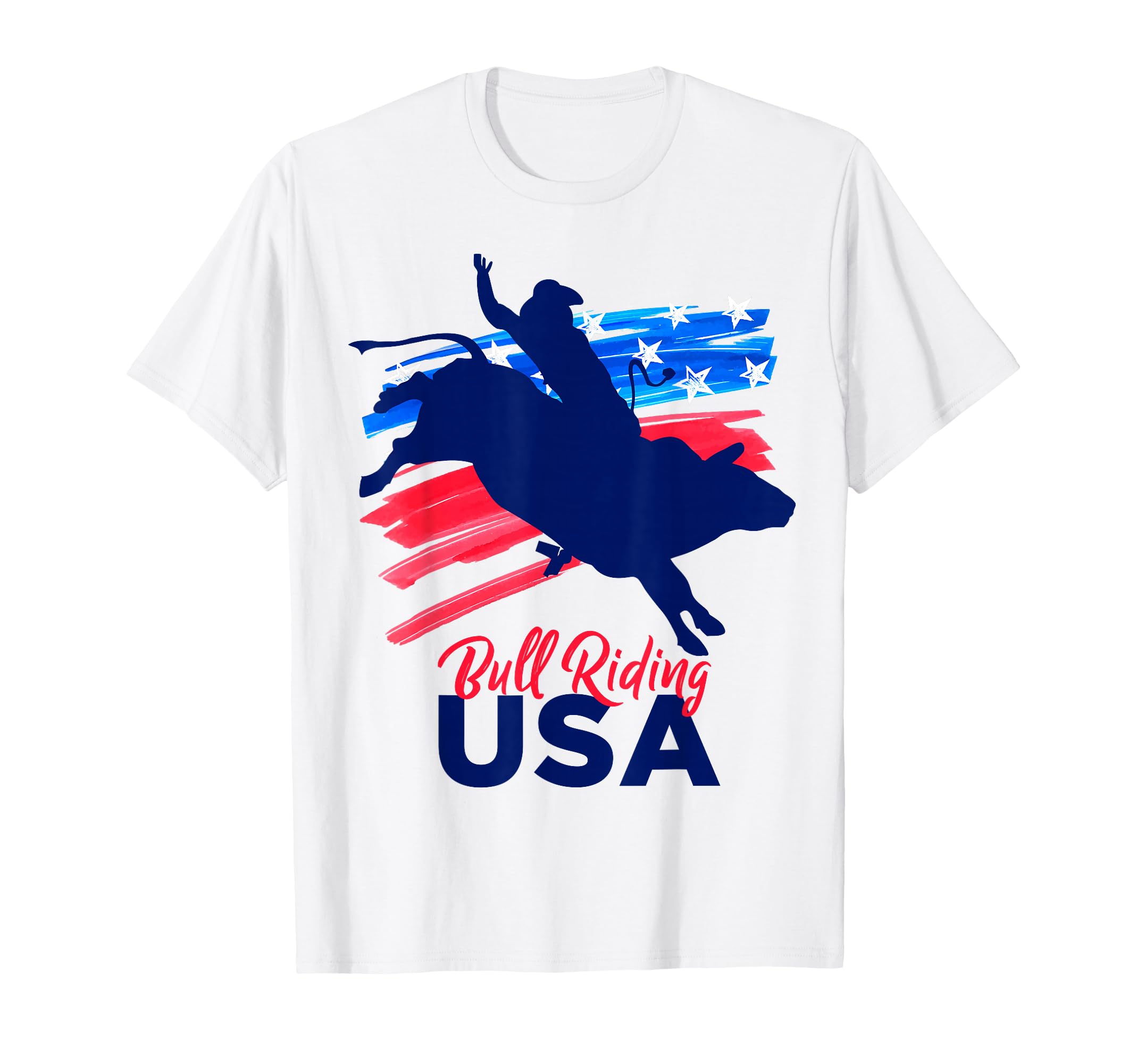 Bull Riding Support the Team Rodeo Bull Rider USA Flag T-Shirt