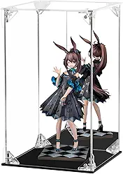 Dezzer vitrine de acrílico para colecionáveis montar caixa de exibição de acrílico transparente com parte traseira espelhada, caixa de vidro alternativa para figuras de ação modelo lego ex