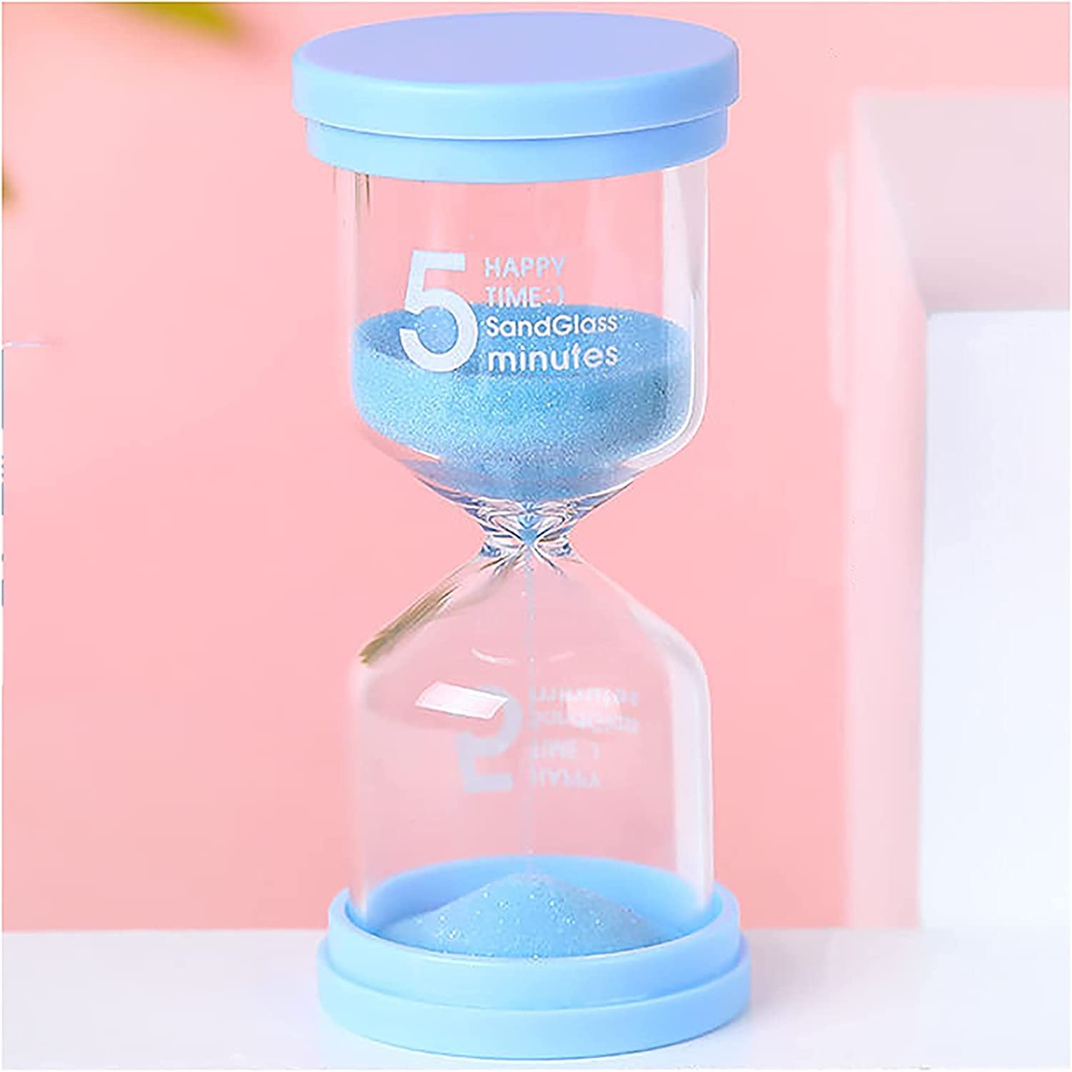 timer， Sand Timer Plastic Sandglass Colorful Hourglass Clock 1/3/5/10/15/30/45 Minutes(Blu,5 minutes)