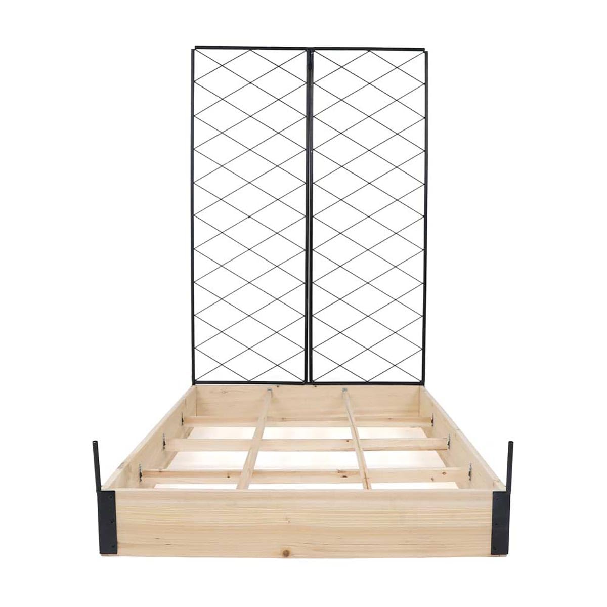 Carré Potager en Bois de Sapin avec Treillis - 115x80x128cm