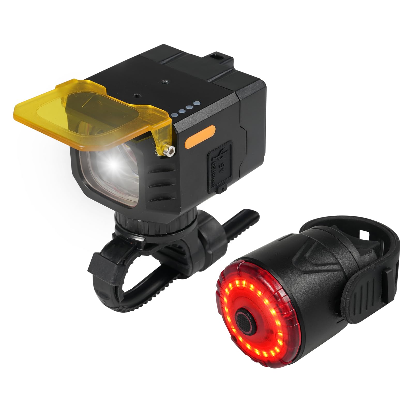 Domary Set di Luci per Bici Super Luminose Ricaricabili con Telecomando per la Guida Notturna - 7+6 modalità Impermeabili