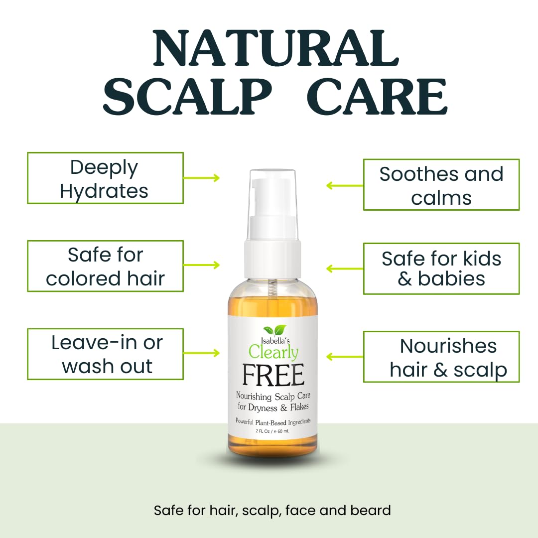 Clearly FREE, Mascarilla de Aceite para Tratamiento Natural Anti-Caspa | Alivia el Picor causado por Cuero Cabelludo Seco y Descamado, Psoriasis o Dermatitis, con Jojoba, Cedro, Manuka y Árbol de Té.