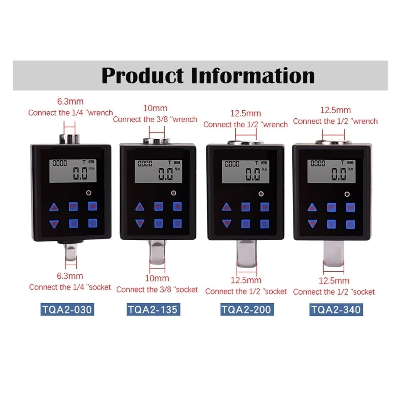 Misuratore di coppia digitale 0,3-340 Nm Adattatore for misuratore di coppia regolabile Chiave dinamometrica elettronica professionale Strumenti di riparazione universali per bicicletta(TQA2-200)