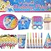 XXZY 44Pcs Decorazioni per Feste,Set di articoli per feste da principessa, articoli per feste per principesse,Decorazioni per feste di compleanno, inclusi bicchieri di carta, cappelli di carta,