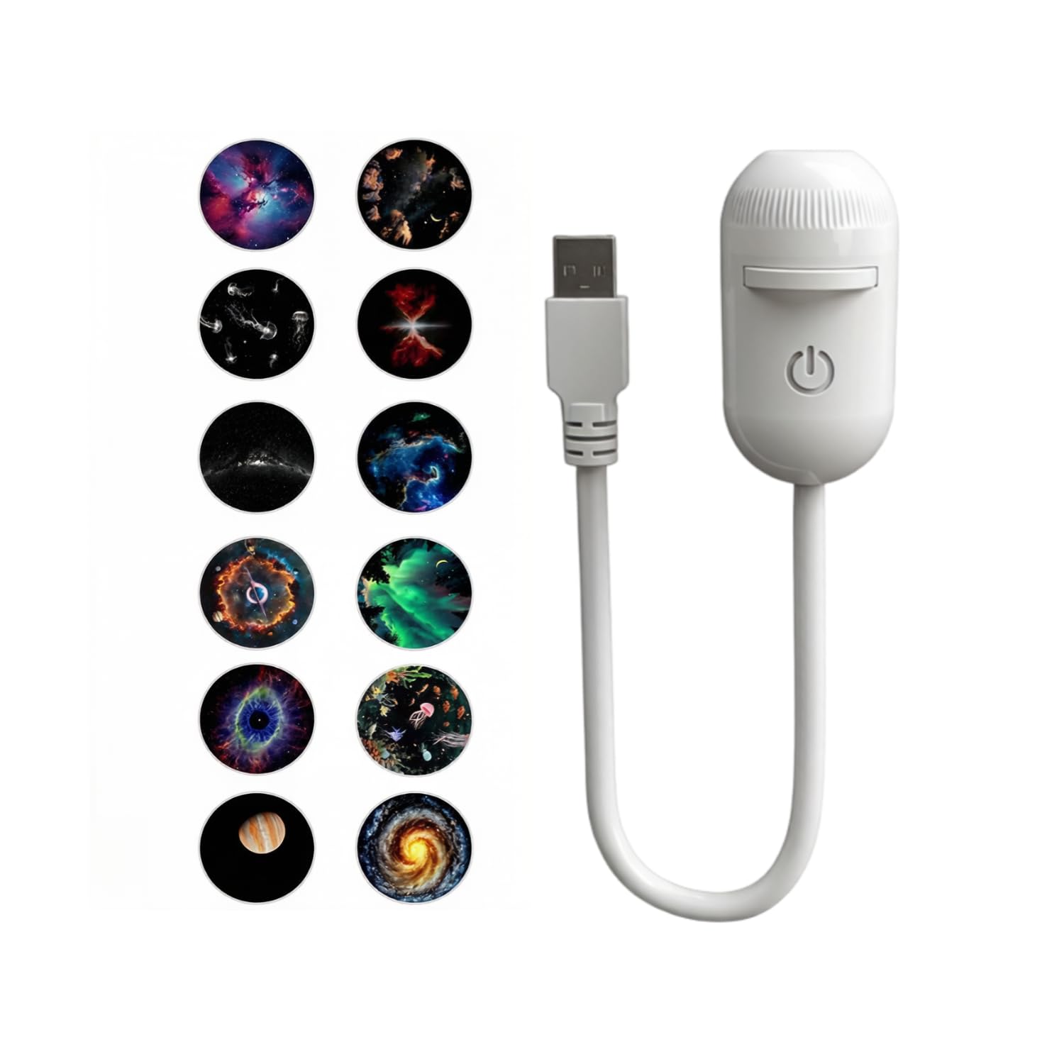 2-in-1 Galaxy Projector Night Light, USB Galaxy Projector with Sliding Projection Films, 360° Adjustable Brightness Starry Sky Lamp, Room Decor Starlight Light for Bedroom, Car (24 Projection Films)