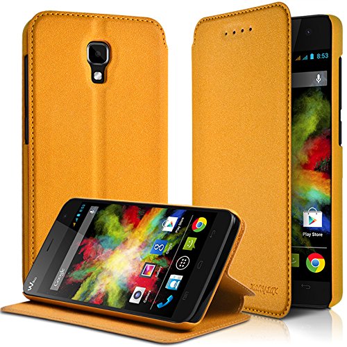 KARYLAX Seluxion - Housse Coque Etui à Rabat latéral Fonction Support Couleur Jaune foncé pour...