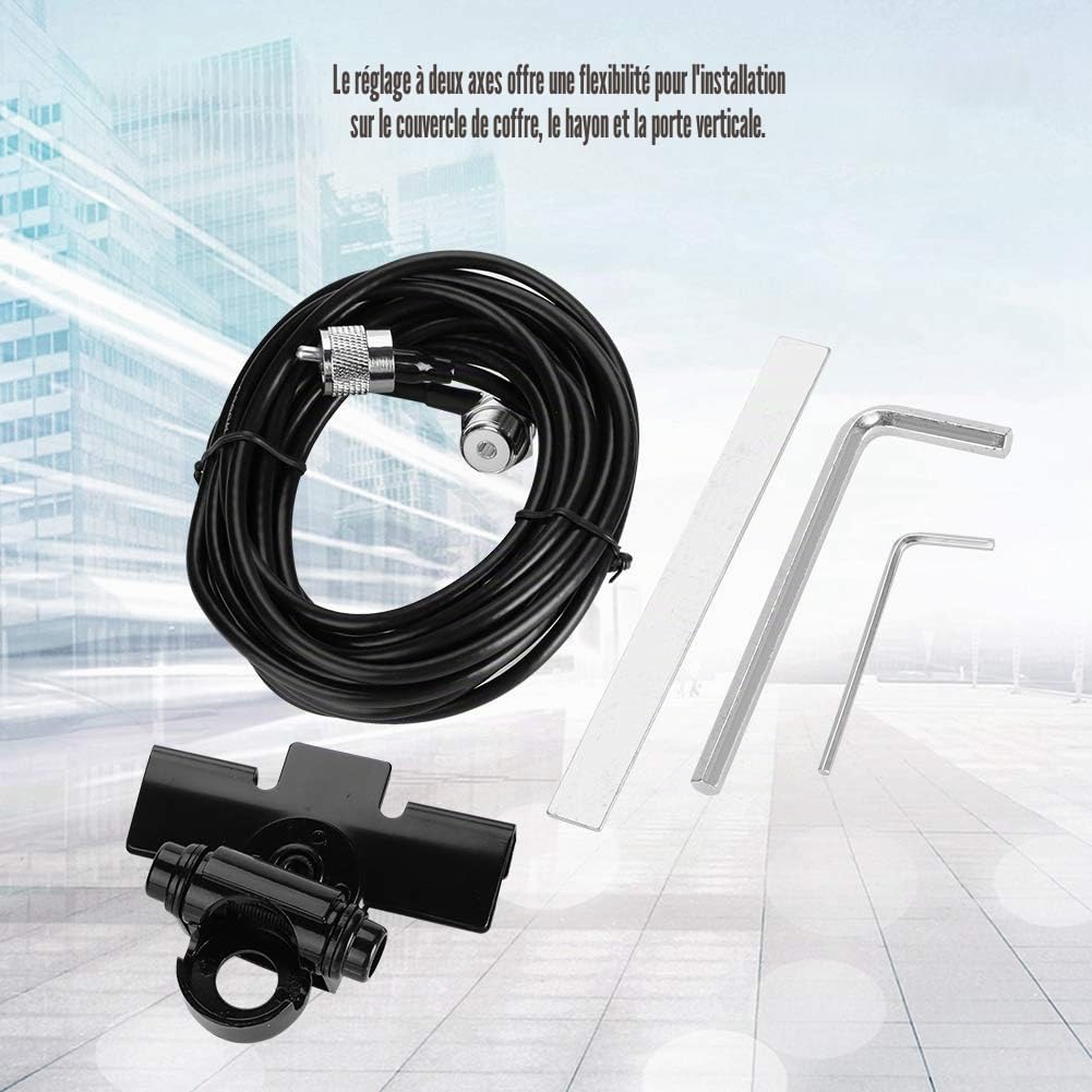 Tosuny Support d'Antenne Radio Mobile Universel - Pince pour Couvercle de Coffre/Porte à Hayon/Porte, Réglable à 360 Degrés