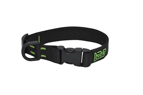 bub's Collar - Collar para Perro con Cierre rápido. (Negro, M 34 a 53 cm 25 mm Ancho)