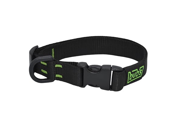 bub's Collar - Collar para Perro con Cierre rápido. (Negro, M 34 a 53 cm 25 mm Ancho)