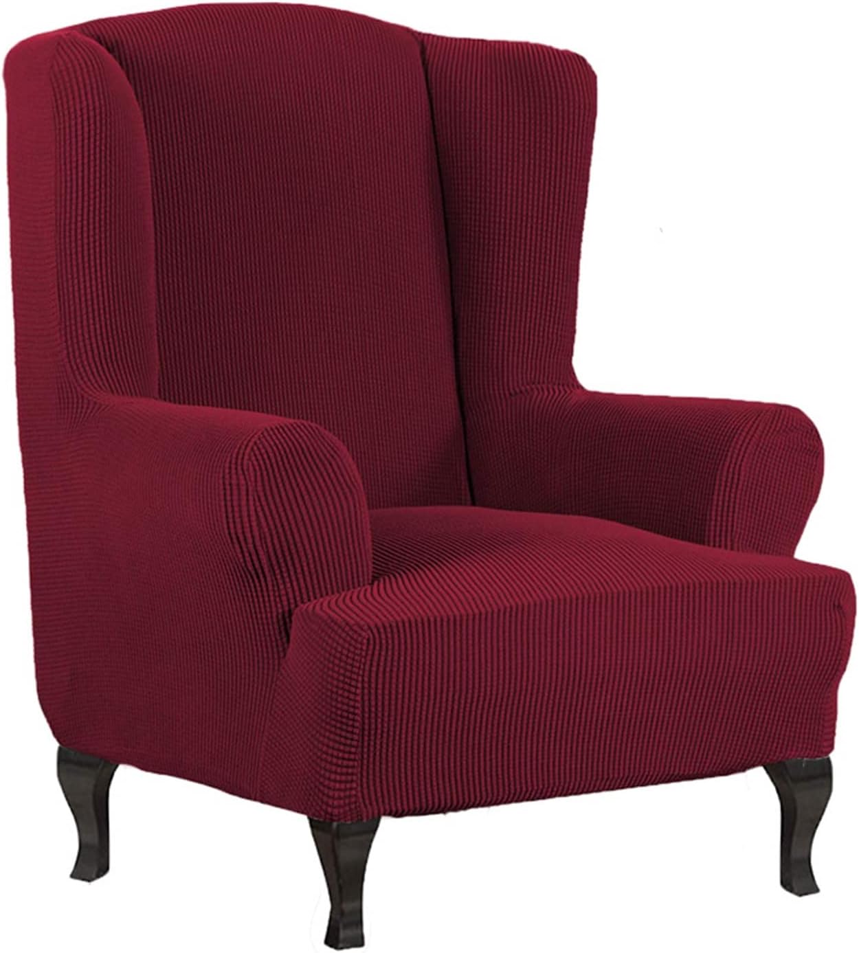 Konsilsa Thick slipcovers for wingback Chairs,Elastic Wing Backed Chair Covers Wing Chair Slipcover Armchair Cover 1-Piece Stretch Furniture Protector (Color : A)