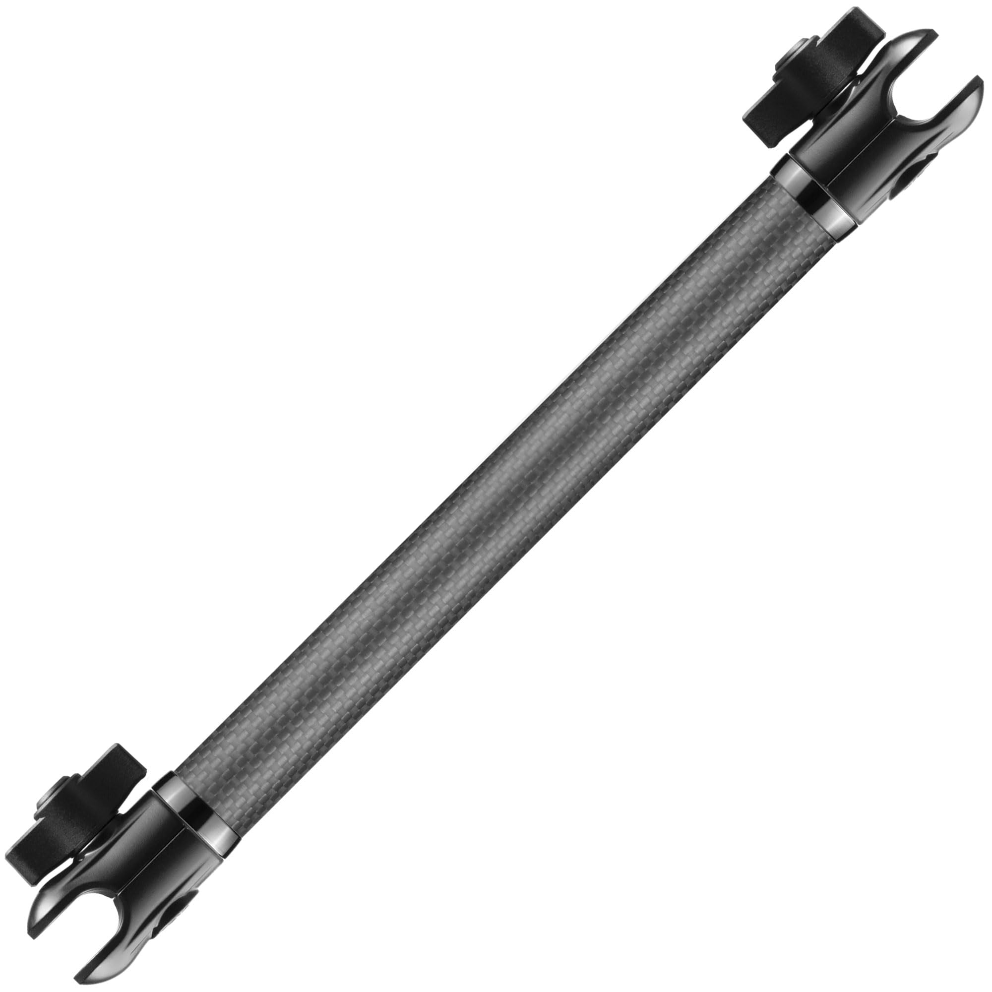 Tackform12" Long 20mm Ball and Socket Arm DuraLock 20 Series Carbon Fiber Arm | Dual 20mm Sockets with Optional Anti-Theft Knobs | Black