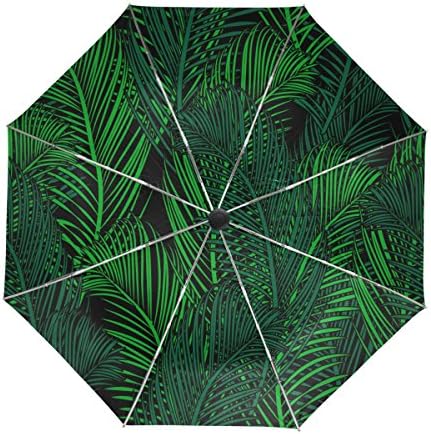 ALAZA Tropical Palm Leaves Travel Umbrella Auto Open Close UV Protection Windproof