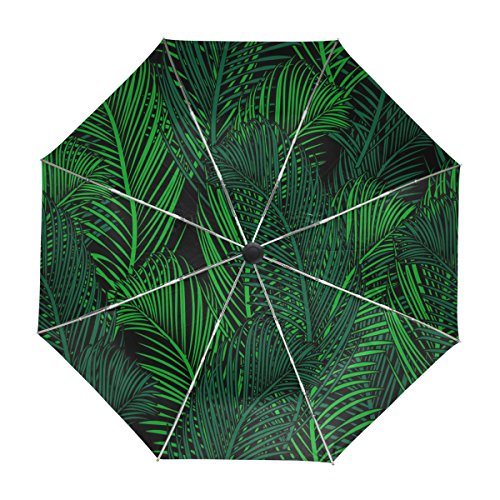 Alaza Tropical Palm Leaves Travel Umbrella Auto Open Close Uv Protection Windproof #TOP25