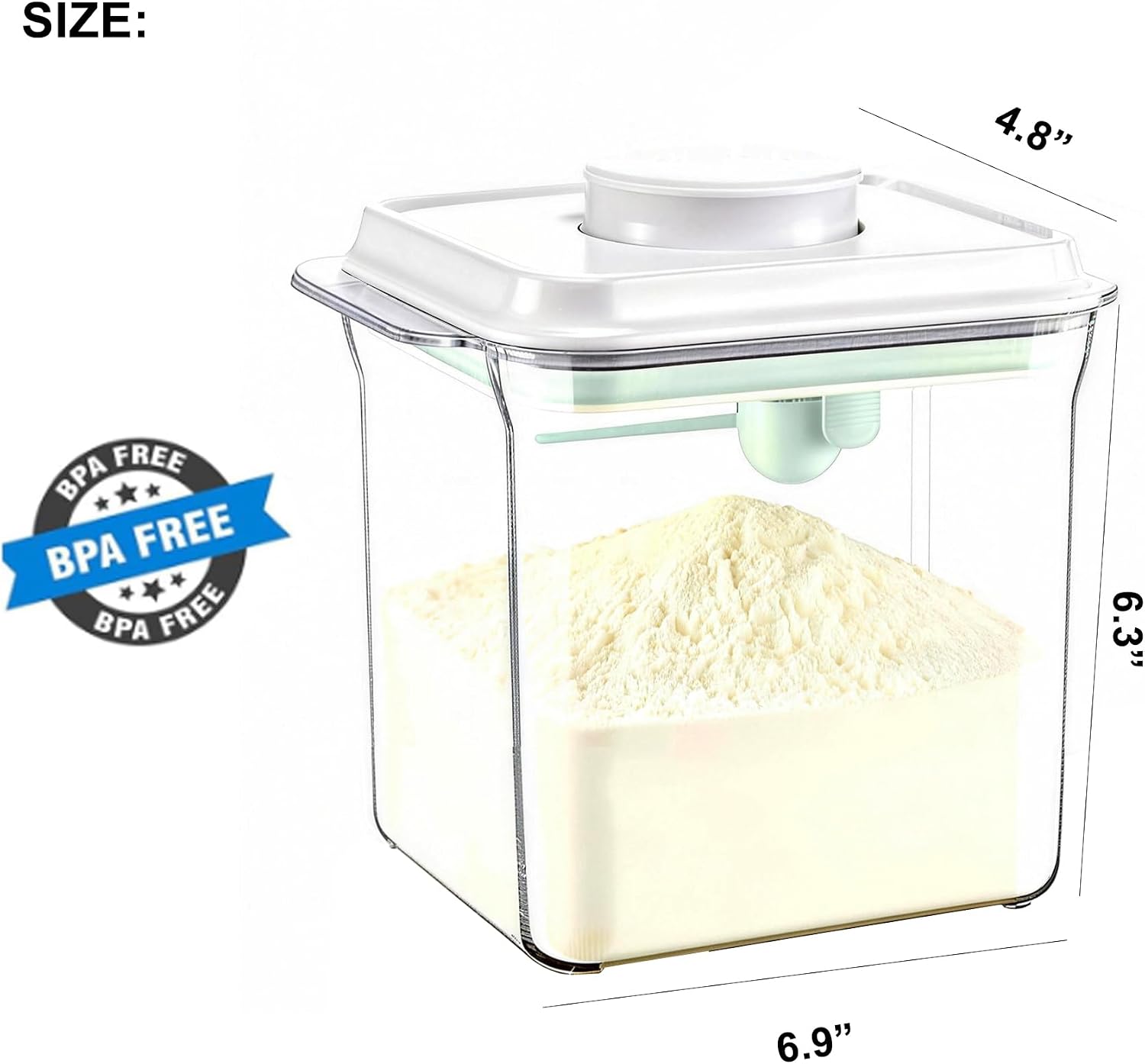 Formula Dispenser Container with Scraper and Scoop 730g Milk Powder BPA-Free Airtight Formula Storage Container 1700ml - Non-Slip Design