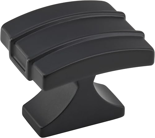 Amerock  Pomo de gabinete  Negro mate  1-12 pulgadas (1.496 in) de longitud  Davenport  paquete de 1 unidad  Pomo de cajón  Herrajes para gabinete