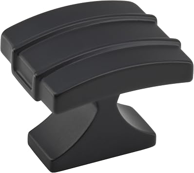 Amerock | Cabinet Knob | Matte Black | 1-1/2 inch 38 mm Length | Davenport | 1 Pack | Drawer Knob | Cabinet Hardware