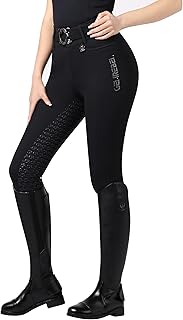 GemRebel Women's Horse Riding Breeches – Full Seat Silicone Grip, Breathable Stretch Equestrian Pants with Pockets