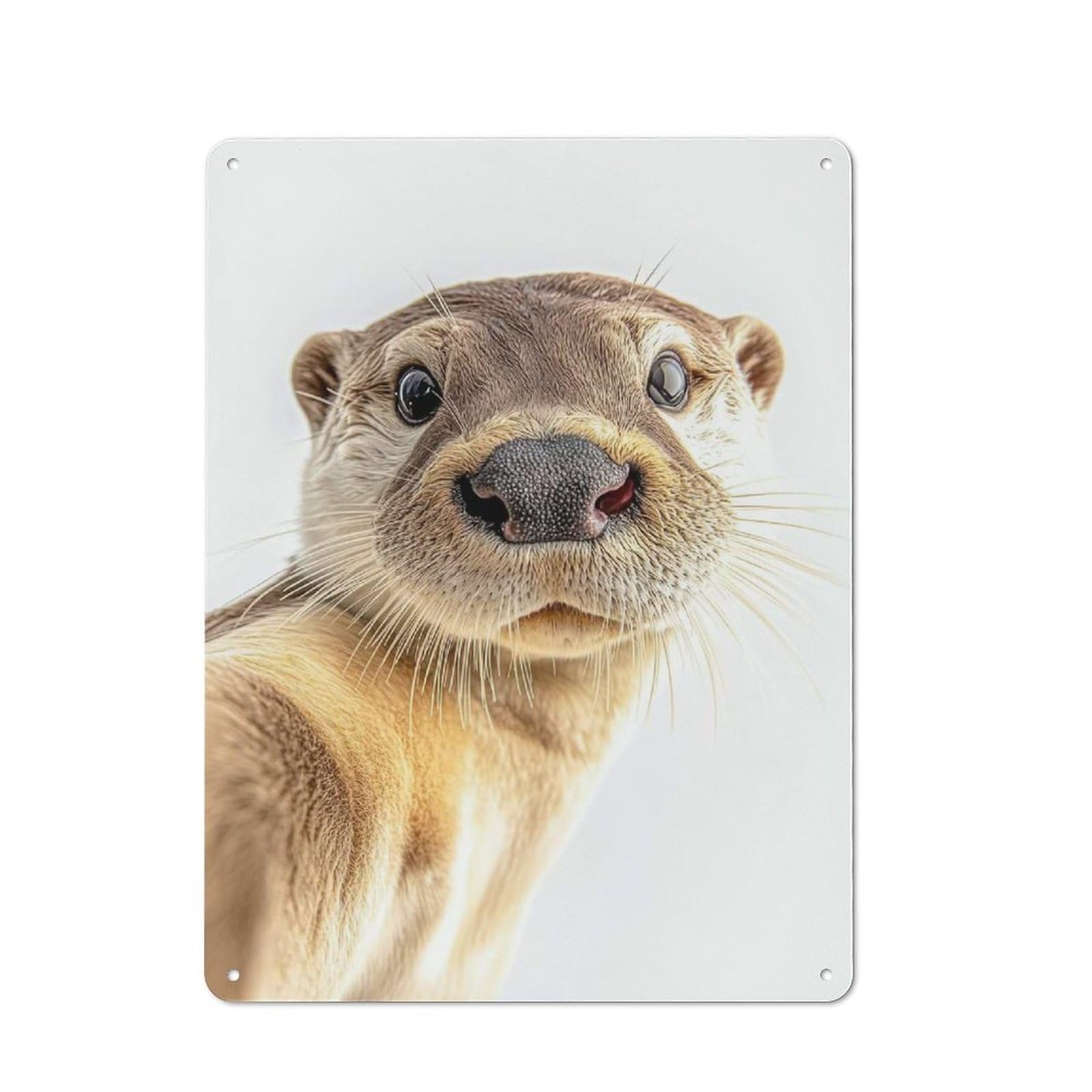 Junmoney Otter Selfie Metal Wall Sign With Design 40X30cm, Clean Industrial Studio Wall Art For Loft, Studio, Office Or Creative Room