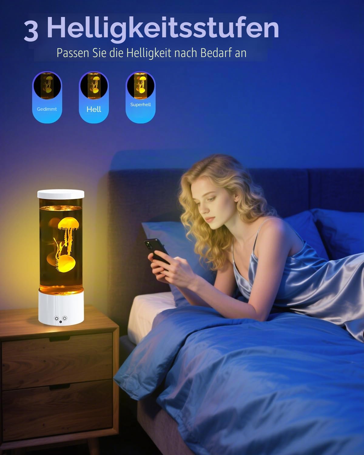 AONESY Lavalampe Quallen Lampe mit 17 Farben & 4 Lichtmodi : Jellyfish Lamp Lavalampen für Zimmer, Dekoration | Quallen Aquarium für Kinder Erwachsene den flüsterleisen Betrieb von Relaxion