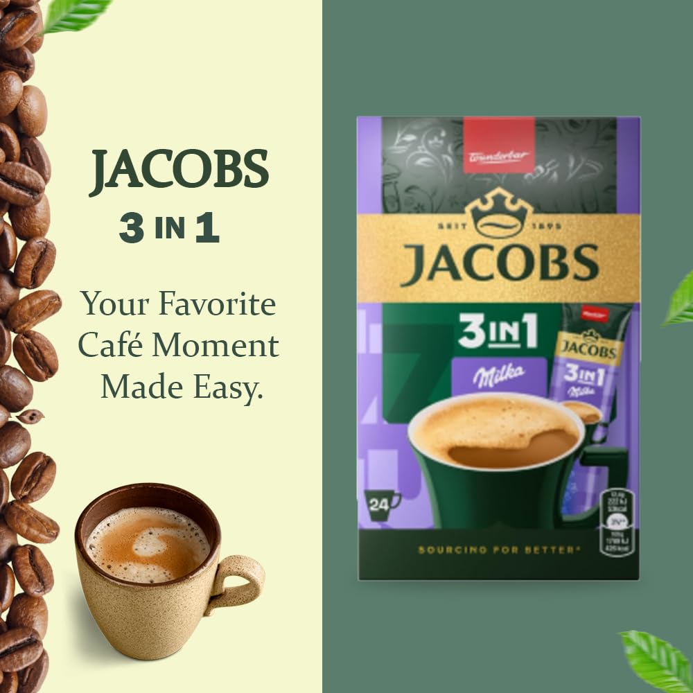 JACOBS 3in1 Milka, instant coffee powder, 6 x 24 sticks/sachets, 297.6g