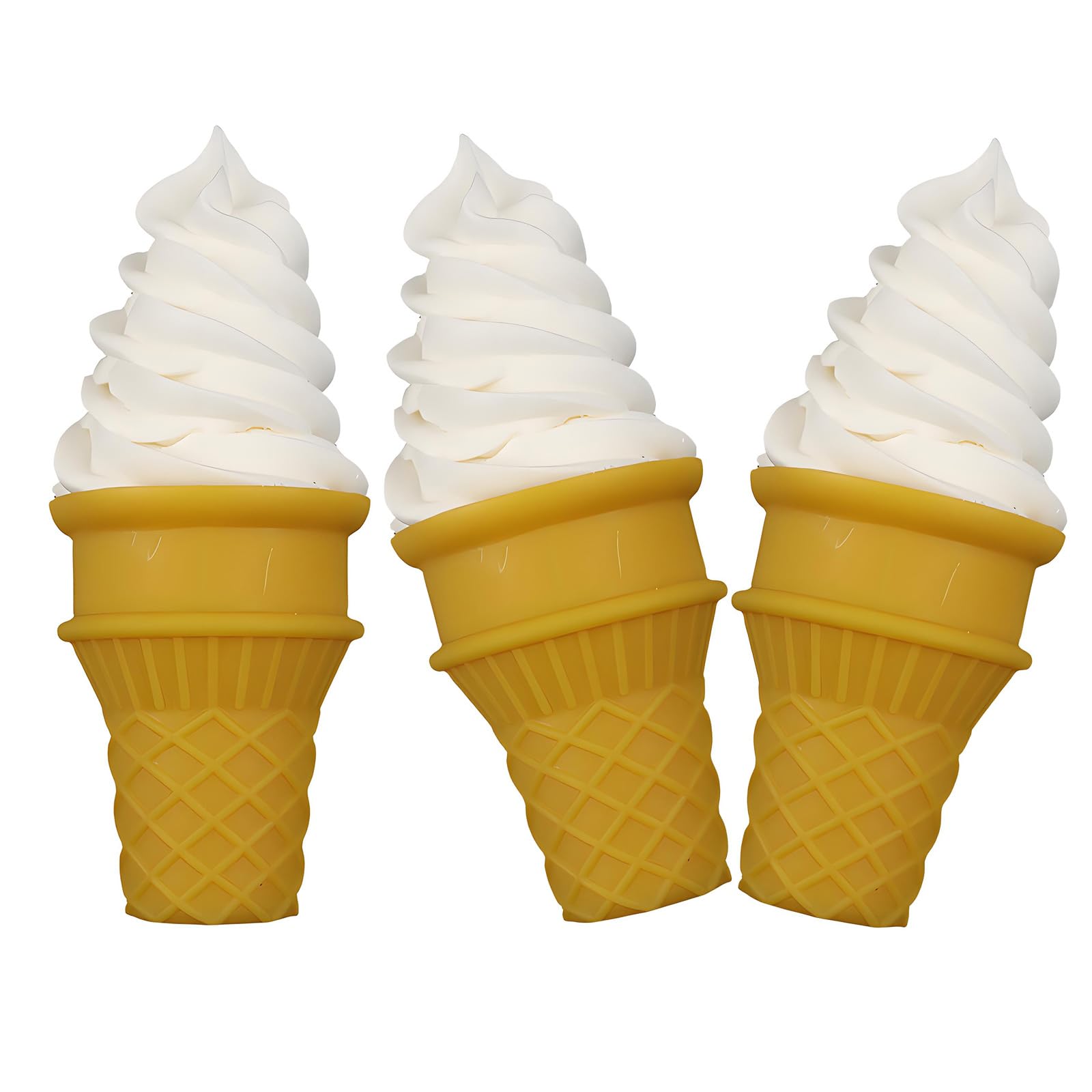Tsophreniq 3Pcs Artificial Ice Cream Cones Simulation Sweet Dessert Toy for Birthday Wedding Party Centerpieces and Photography Fraudulent Dessert Decoration