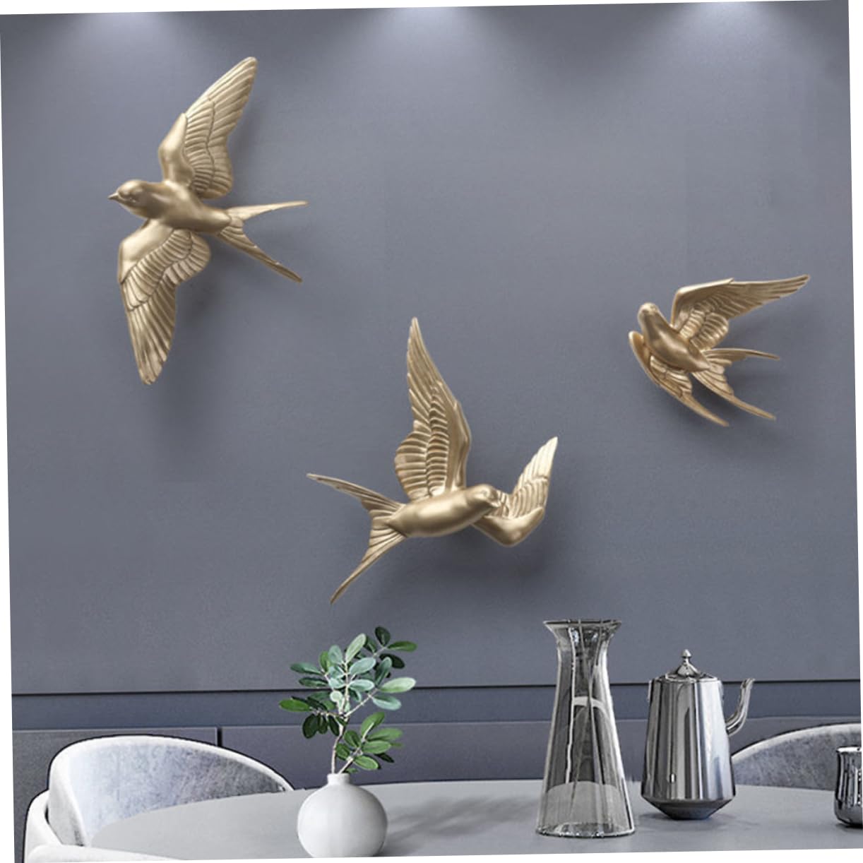 GOOHOCHY Decorazione da Parete con Sagoma 3d Nordica Oro in Resina, 2 Pezzi