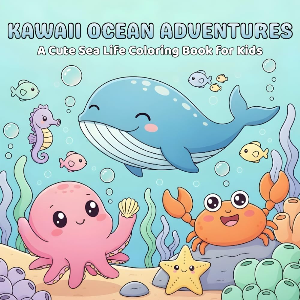 Kawaii Ocean Adventures: A Cute Sea Life Coloring Book for Kids