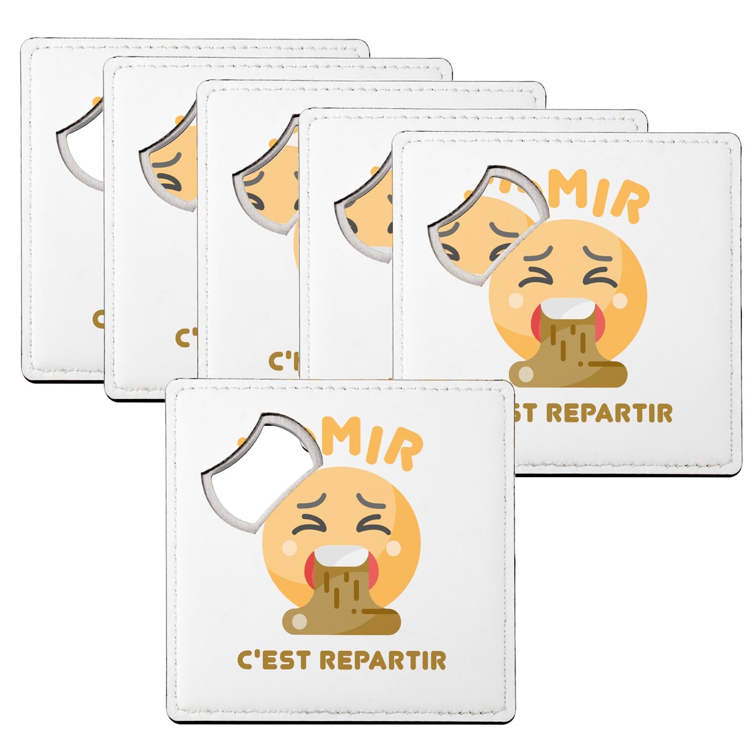 Sous verre décapsuleur alcool fête lot de 6 dessous de verre humour