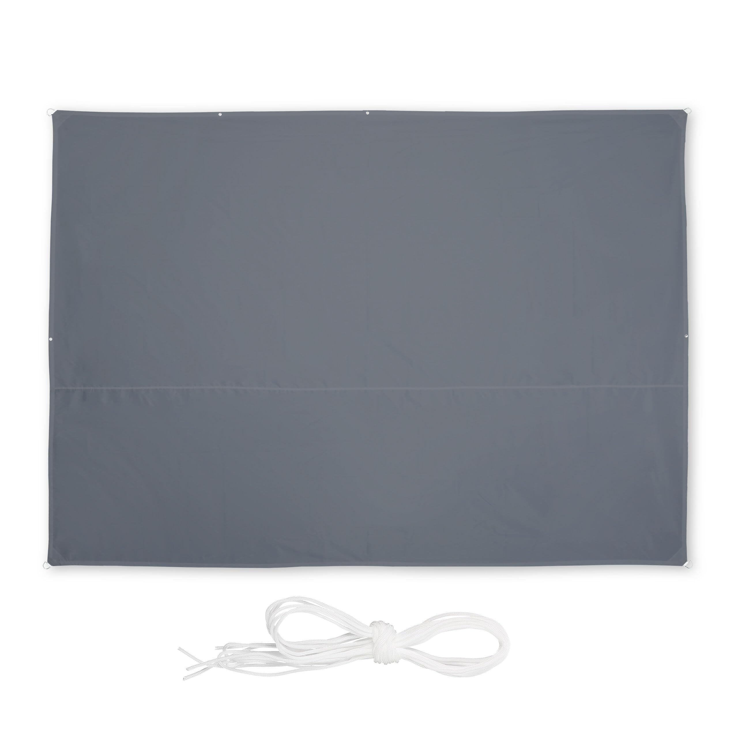 Relaxdays Sonnensegel rechteckig, 3,5 x 4,5 m, wasserabweisend, grau
