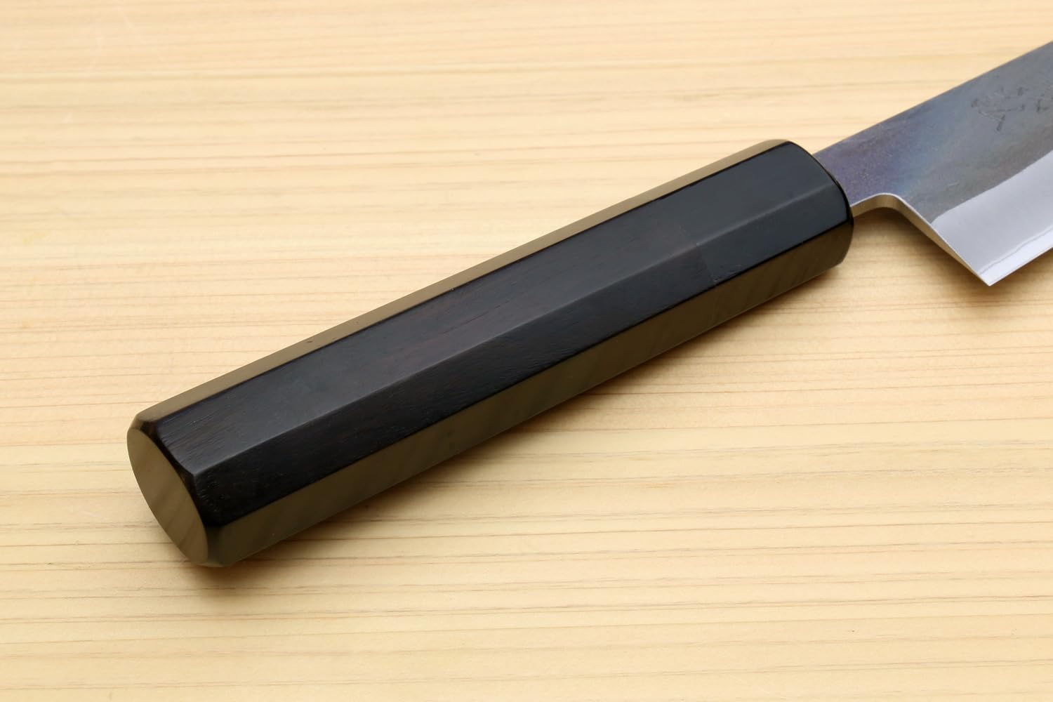 Yoshihiro Kurouchi Black-Forged High Carbon Blue Steel Stainless Clad Petty-Kiritsuke Utility Knife Ebony Handle (6"(150mm) & No Saya)