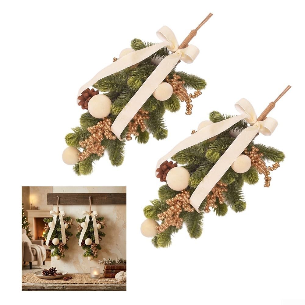 Künstlicher Weihnachtskranz 41cm Plastik Beeren für deko Künstlicher