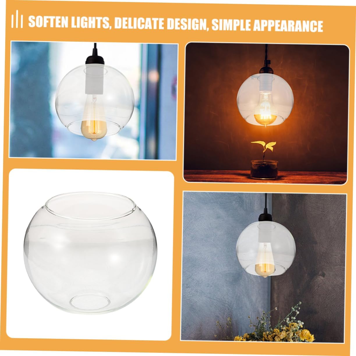 Glass Pendant Lamp Shade Double Hole Globe Light Cover Replacement Lampshade for E27 Chandelier Modern Light Fixture Suitable for Indoor Decor