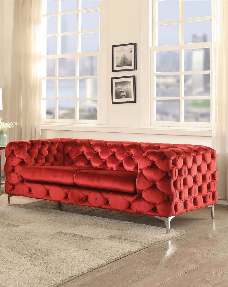 Anjolie Red Velvet Sofa Loveseat Living Room Set atelieryuwa.ciao.jp