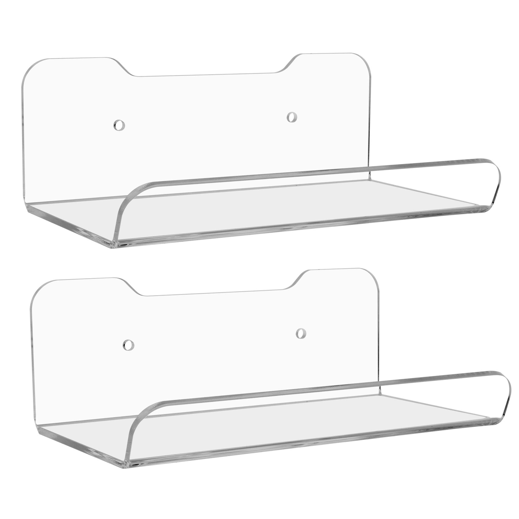 Cosmos 2 Pcs Acrylic Floating Wall Shelves Wall Mount Display Shelf Storage Shelf for Home Décor Bedroom Bookshelf Speaker Figures Display Wall Holder