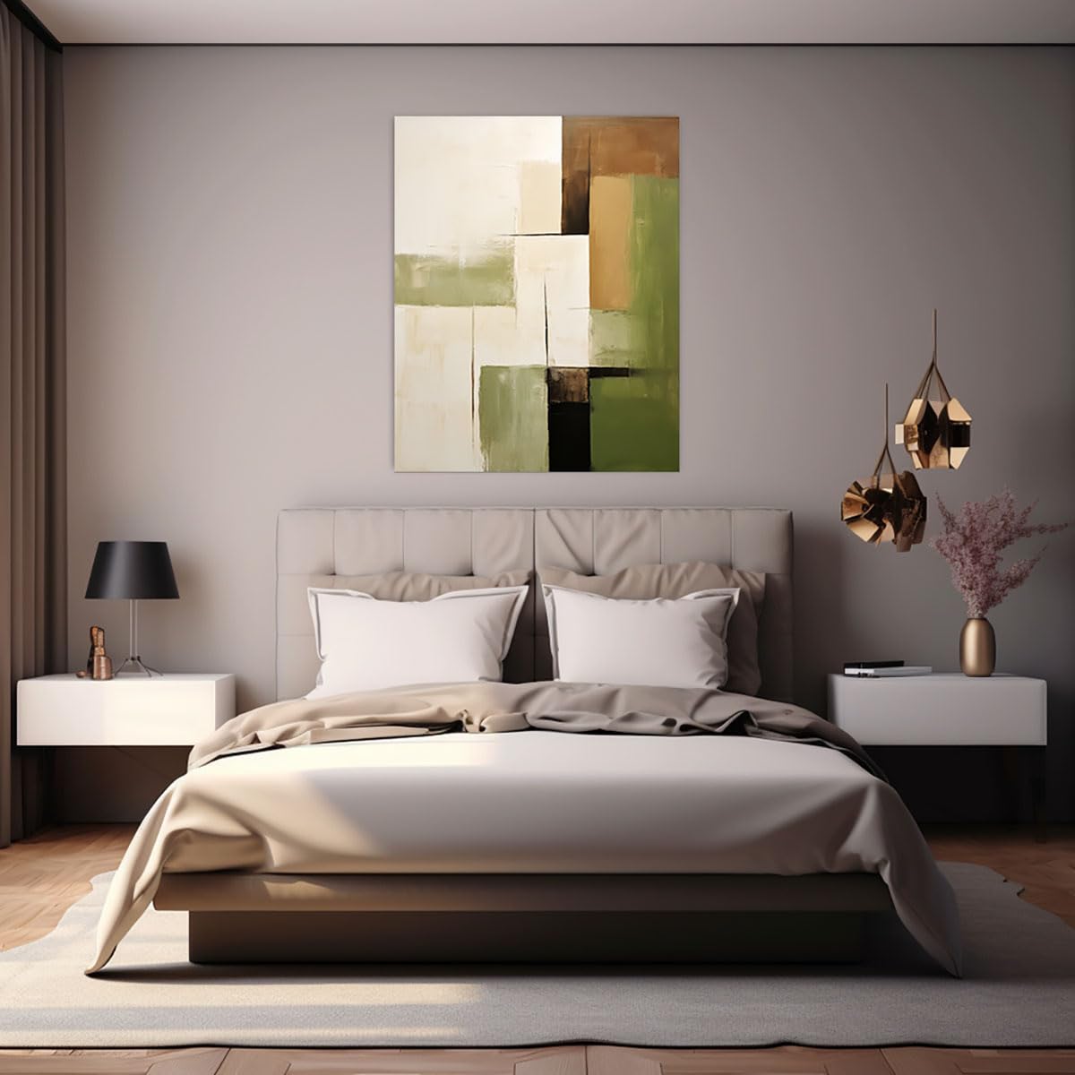 TZKRWRH Cuadros Lienzo Decorativos Patrón Abstracto Ajedrezado Lienzos Moderno Wall Art Prints Decor Canvas Imágenes Cuadro Decoracion Salon Baño Dormitorio（Green 33-80x120cm Sin marco